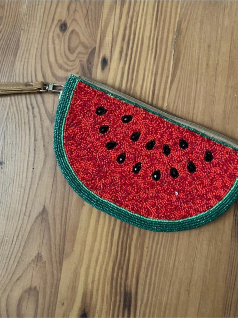 Beaded Watermelon Wristlet Clutch - Red/Green